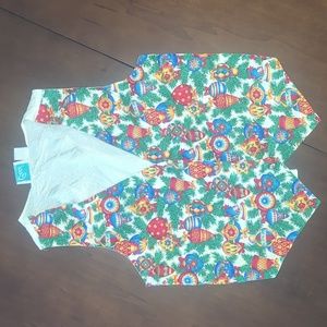 Vintage Ceci Christmas vest Christmas ornaments button up tie in back size S/M